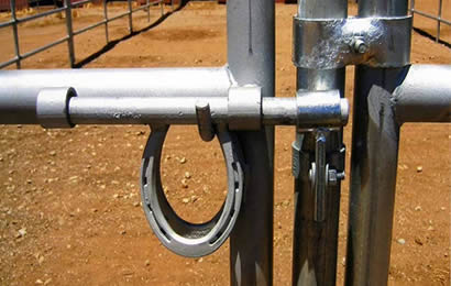 Heavy zinc-coated latch used on the gate
