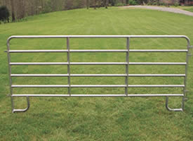 A silver horse panel has 6 horizontal rails, double vertical rails and J-legs